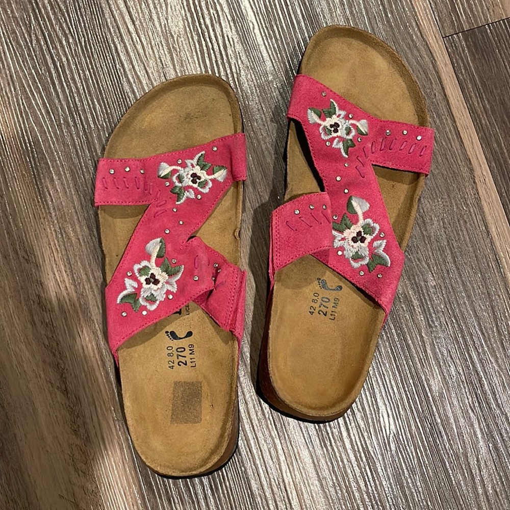 BETULA BIRKENSTOCK WOMENS SZ 11 PINK FLORAL SLIDE